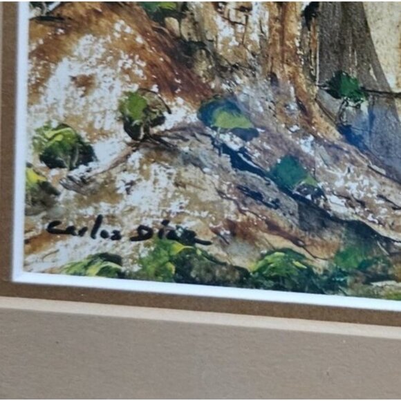 Print Carlos Diaz Original Watercolor Ronda Bridge Landscape Signed 12X11 Inches - Picture 3 of 8